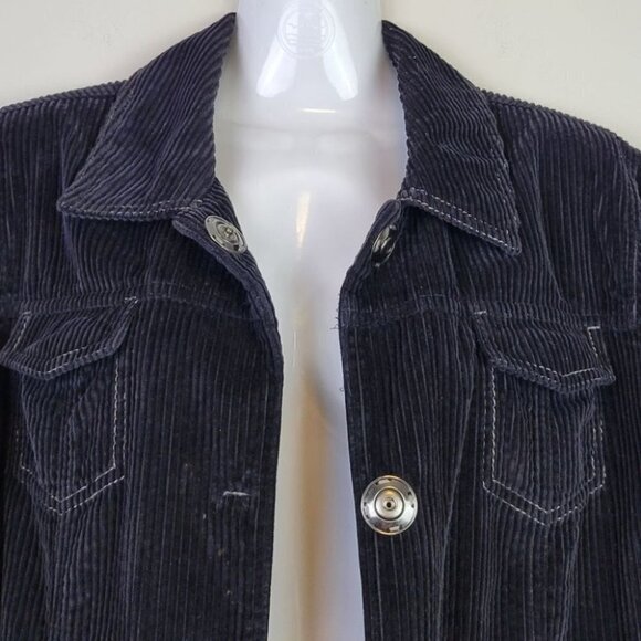 J. Jill Corduroy Jacket Snap Buttons Black L - Picture 3 of 14